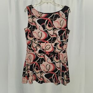 Perceptions Swirl Pattern Sleeveless Blouse - Black, Pink, Cream #beach